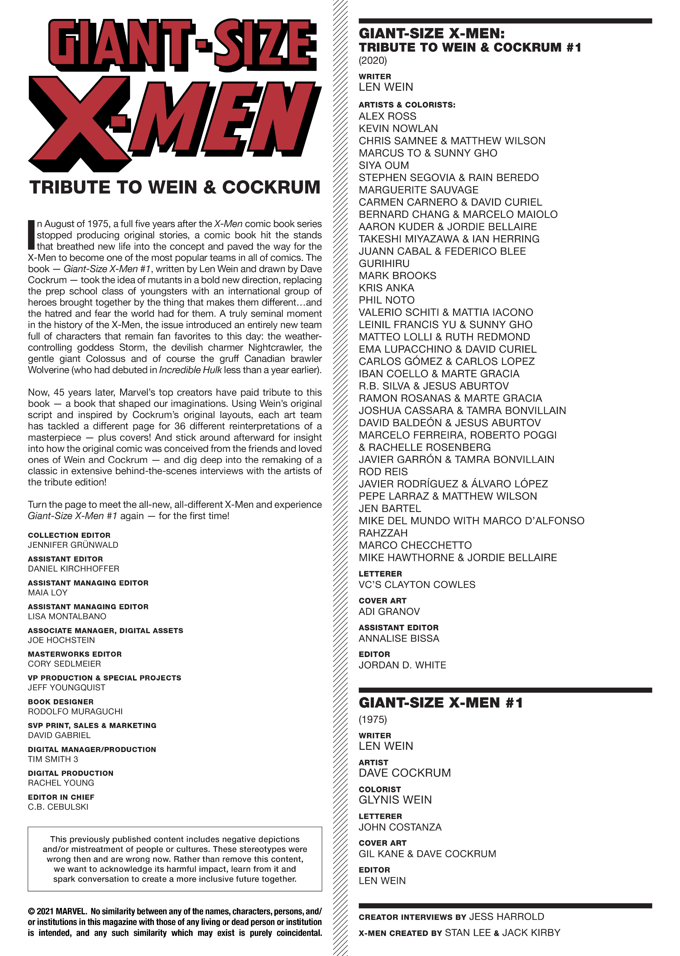 Giant-Size X-Men: Tribute To Wein & Cockrum Gallery Edition (2021): Chapter 1 - Page 3